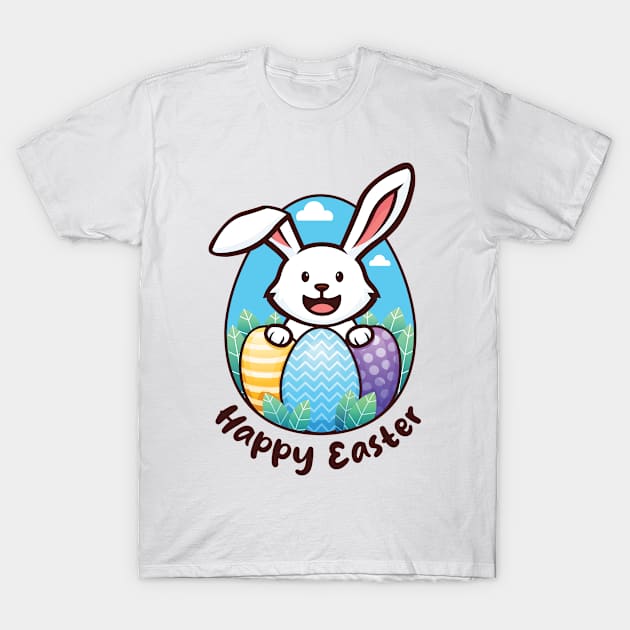 Happy Easter - Easter Bunny (on light colors) T-Shirt by Messy Nessie